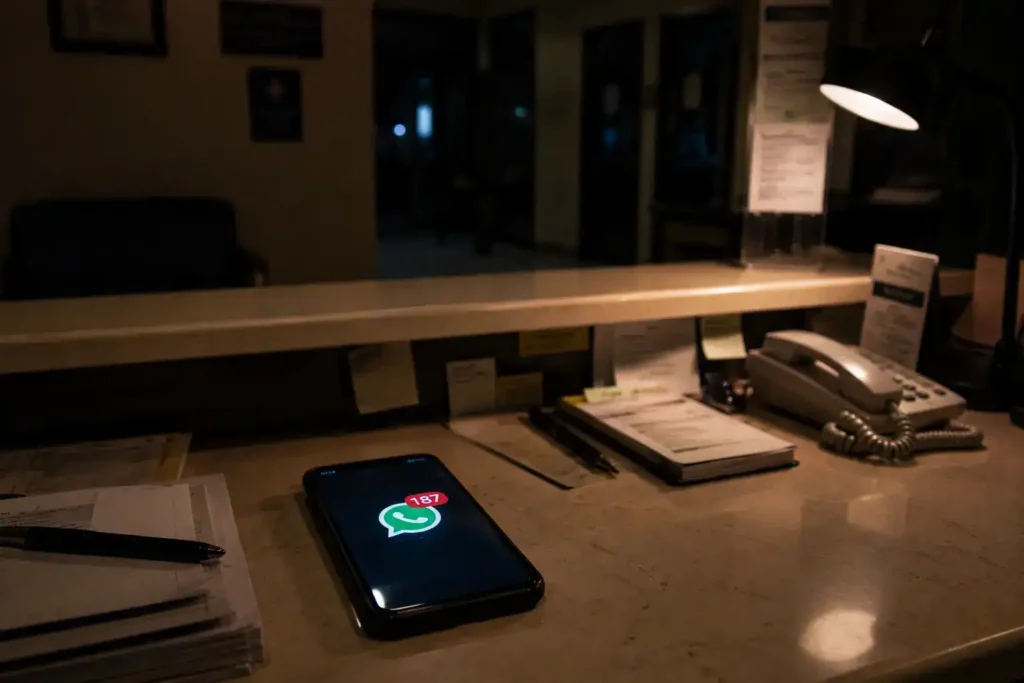 Unattended phone with unread WhatsApp messages piling up overnight